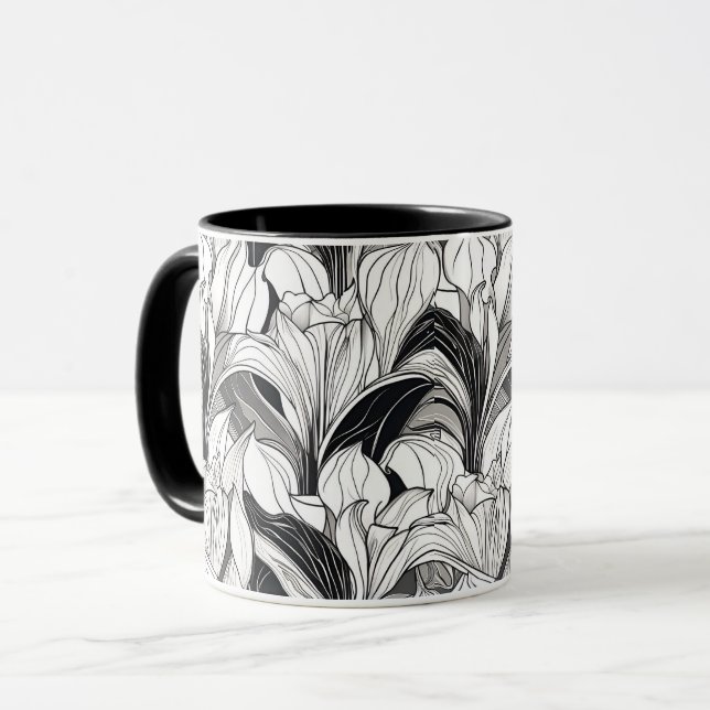 Art Deco Floral Tasse (Vorderseite Links)