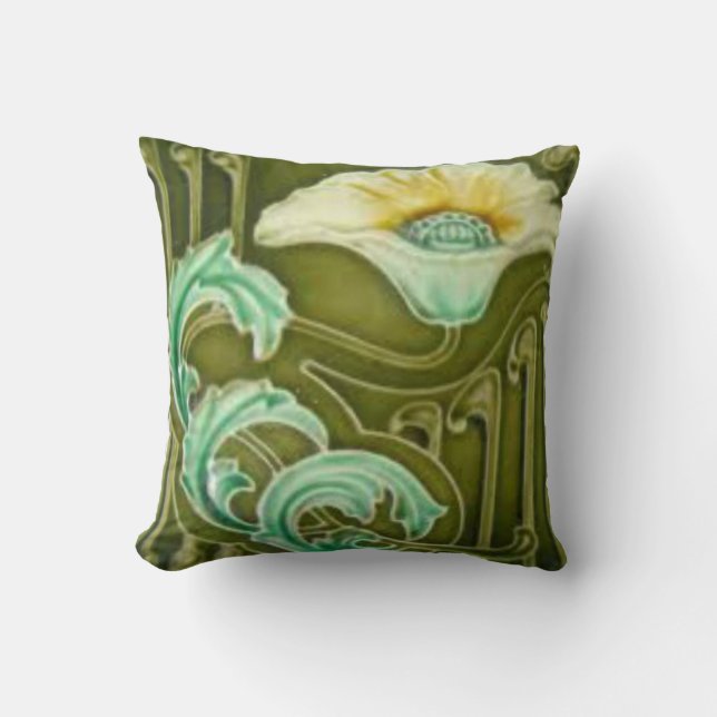 Art Deco Floral Throw Kissen (Vorderseite)