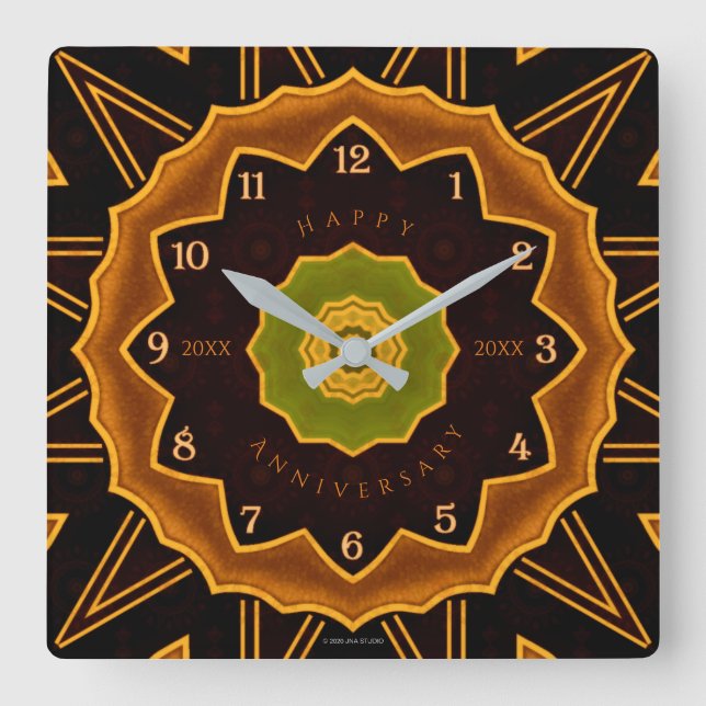 Art Deco florale Acrylmauer Uhr (Vorderseite)