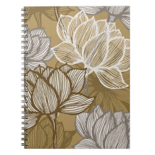 Art deco flower pattern. Flower gold line art. flo Notizblock