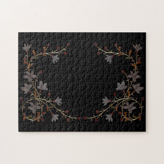 Art Deco Flowers On Black Puzzle (Horizontal)