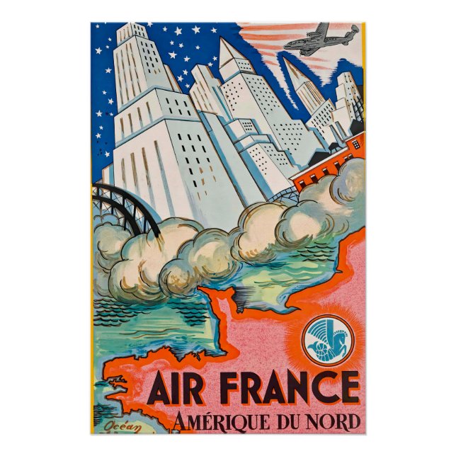 Art Deco Flugreiseplakat Poster (Vorderseite)