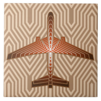 Art-Deco-Flugzeug, Bronze, Gold und Rost Brown Fliese