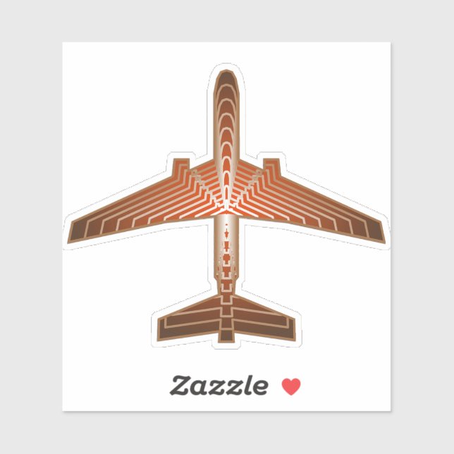 Art-Deco-Flugzeug, Bronze, Gold und Rostbraun Aufkleber (Blatt)