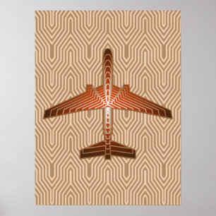 Art-Deco-Flugzeug, Bronze, Gold und Rostbraun Poster