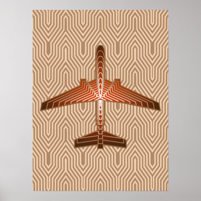 Art-Deco-Flugzeug, Bronze, Gold und Rostbraun Poster (Vorne)