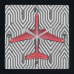 Art Deco Flugzeug, Coral Orange und Silver Grau Quadratische Wanduhr<br><div class="desc">Uhr in einem Art-Déco-inspiriert Konzept eines futuristischen Flugzeug,  in einem gestreiften,  seidigen Farbverlauf von silbergrauen / grauen Streifen auf tiefkorallenorange,  gegen ein leicht und tiefsilber grau,  Deko Hintergrund</div>