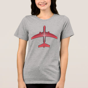 Art Deco Flugzeug, Coral Orange und Silver Grau Tri-Blend Shirt
