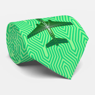 Art Deco-Flugzeug, Emerald und Jade Green Krawatte