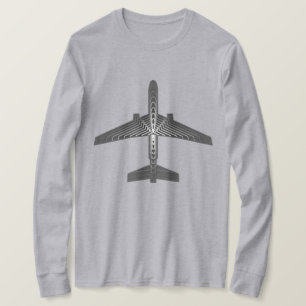 Art Deco Flugzeug, Graphit und Silber Grau T-Shirt