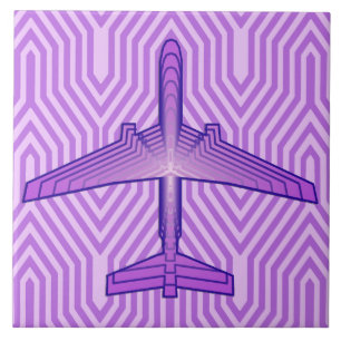 Art Deco Flugzeug, Violet Lila und Lavendel Fliese