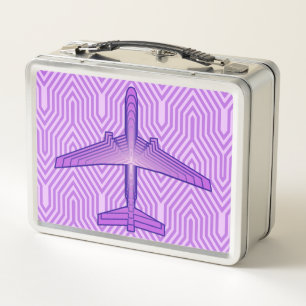 Art Deco Flugzeug, Violet Lila und Lavendel Metall Brotdose