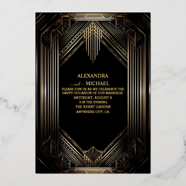 Art Deco Folien-Einladung Folieneinladung (Vorderseite)
