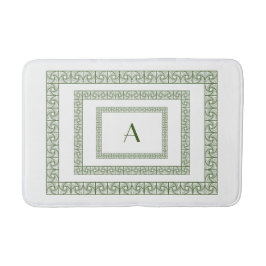 Art Deco Forest Green Border on white Bath Mat Badematte