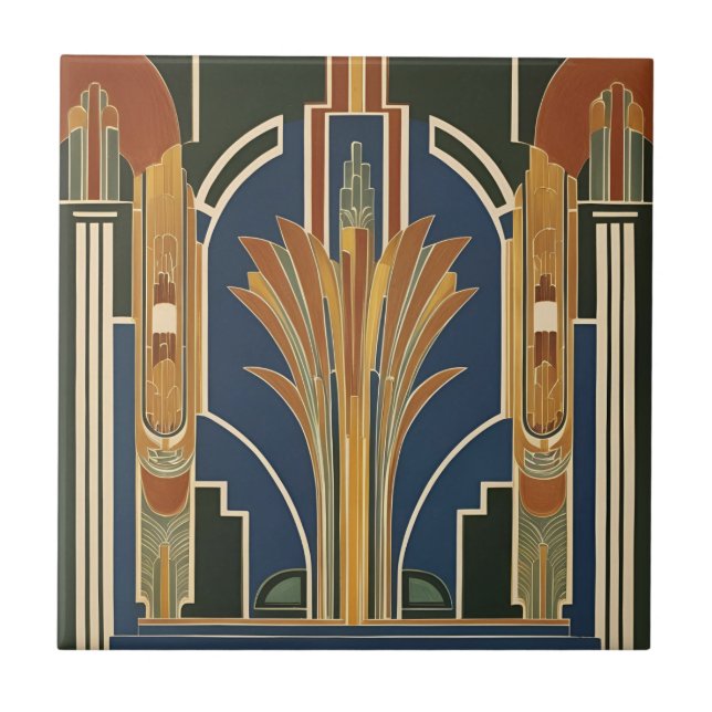 Art Deco Fountain Keramik Tile Fliese (Vorderseite)