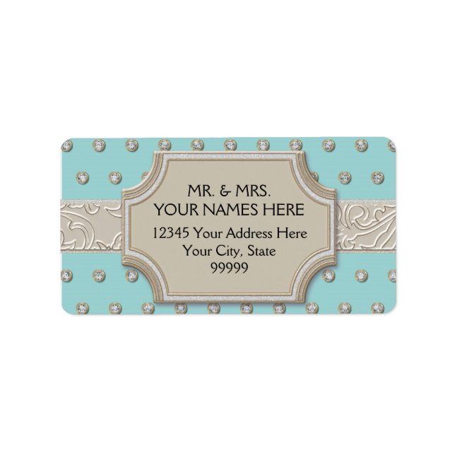 Art Deco Frame Champagne Silver Jewel Dots Adressaufkleber (Vorne)