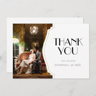 Art Deco Frame Foto Vielen Dank Flachkarte Einladung