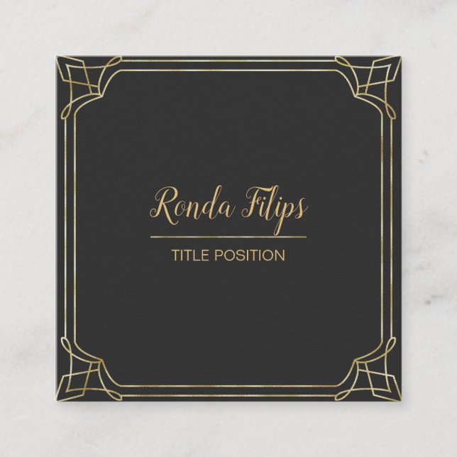 Art Deco Frame Quadratische Visitenkarte (Vorderseite)