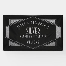Art Deco Frame Silver Anniversary Namen Black Banner