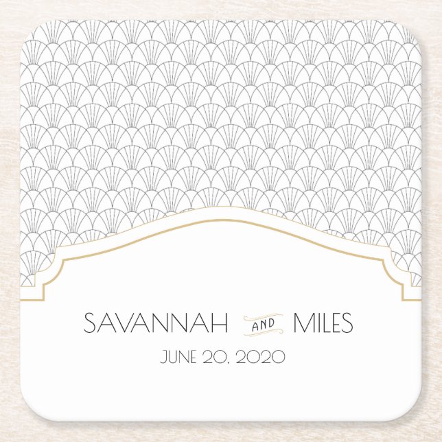 Art Deco Frame Square Paper Untersetzer (Vorderseite)