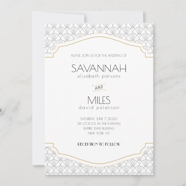 Art Deco Frame Wedding Einladung (Vorderseite)