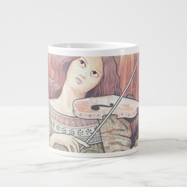 Art Deco Französisch Frau mit Violinmusik Lover Jumbo-Tasse (Vorderseite)
