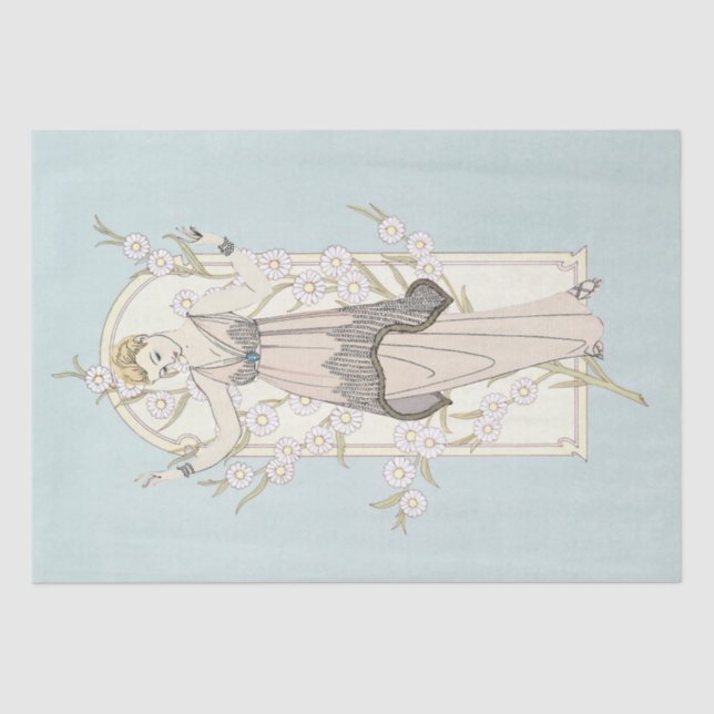 Art Deco, Französisch Lady Daisy Arch Seidenpapier (Vorderseite)