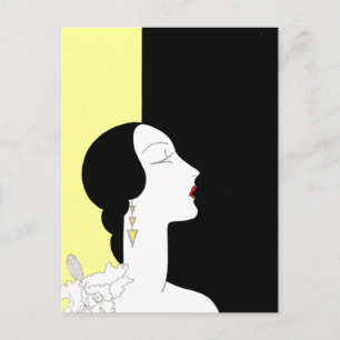 Art Deco Frau im Profil Postkarte