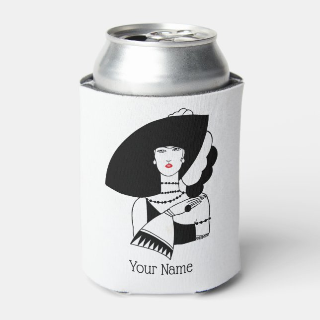 Art Deco Frau in Big Hat Gloves RL Dosenkühler (Kanne Vorderseite)