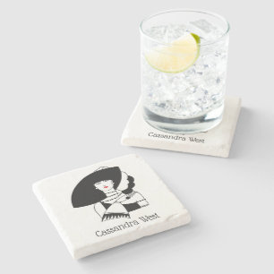 Art Deco Frau in Big Hat Gloves RL Steinuntersetzer