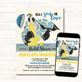 Art Deco Frau in Liebe am Brautparty Einladung