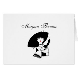 Art Deco Frau mit großem Hut Handschuhe RL