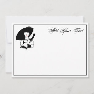Art Deco Frau mit großem Hut Handschuhe RL