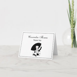 Art Deco Frau mit großem Hut und Handschuhen RL Dankeskarte