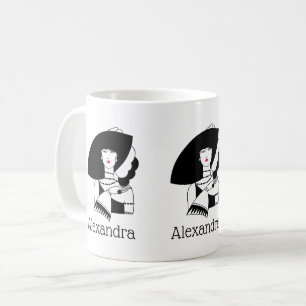 Art Deco Frau mit großem Hut und Handschuhen RL Kaffeetasse