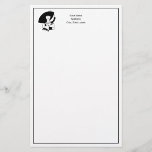 Art Deco Frau mit großer Hut Handschuhe RL Briefpapier