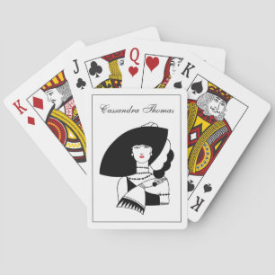 Art Deco Frau mit großer Hut Handschuhe RL Spielkarten