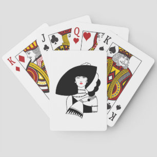 Art Deco Frau mit großer Hut Handschuhe RL Spielkarten