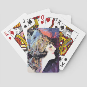 Art Deco Frau mit Schal Spielkarten