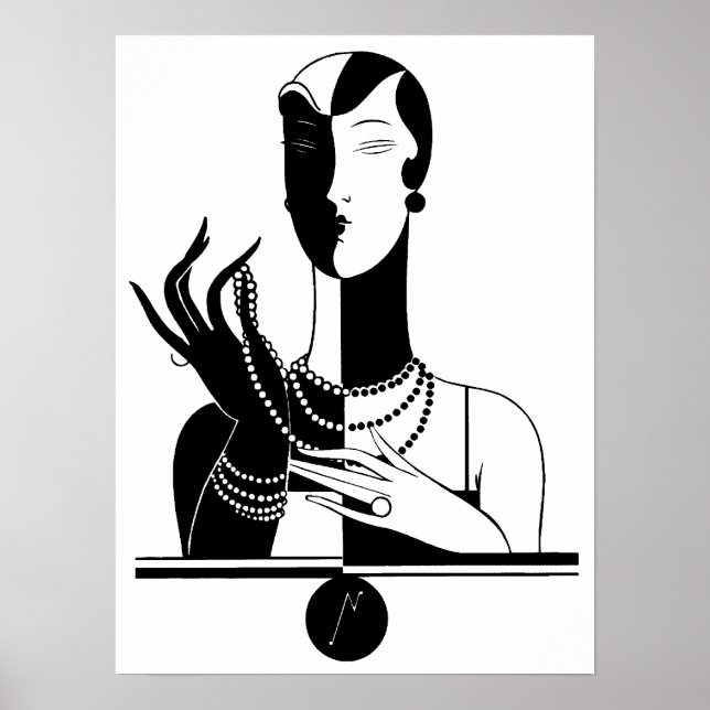 Art Deco Frau Poster (Vorne)