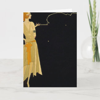 Art Deco Frau raucht Zigarette Feiertagskarte