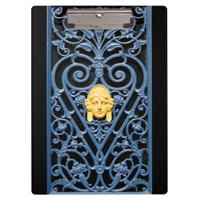 Art Deco Frauen Kopf Herz Schuhpappe aus Schmiedee Klemmbrett (Vorderseite)