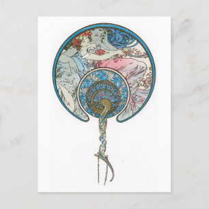 Art Deco Frauenkarte Vintage Illustration Postkart Postkarte