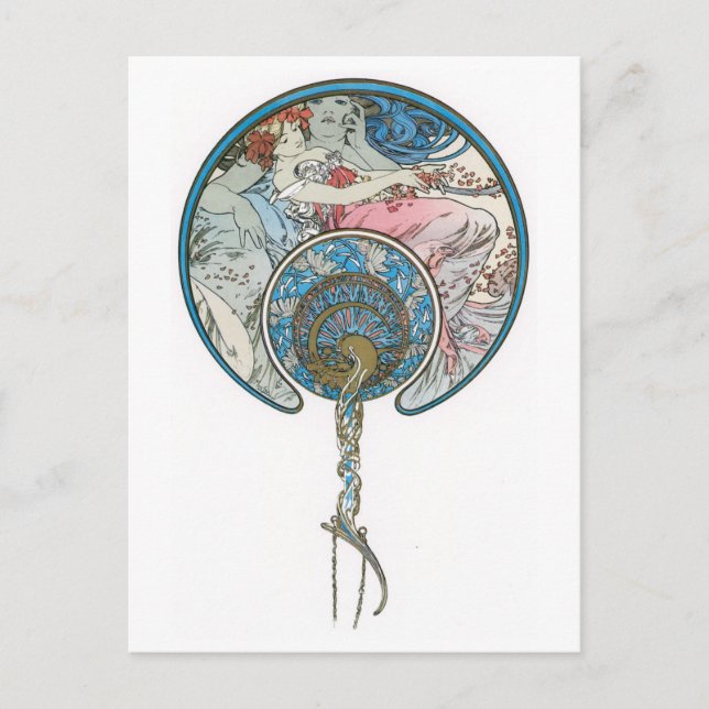 Art Deco Frauenkarte Vintage Illustration Postkart Postkarte (Vorderseite)