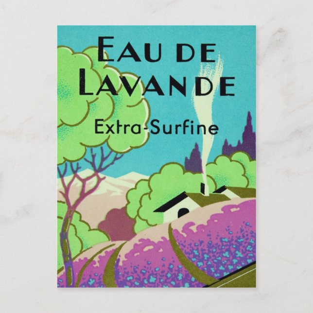 Art Deco French Lavender Farm Postkarte (Vorderseite)
