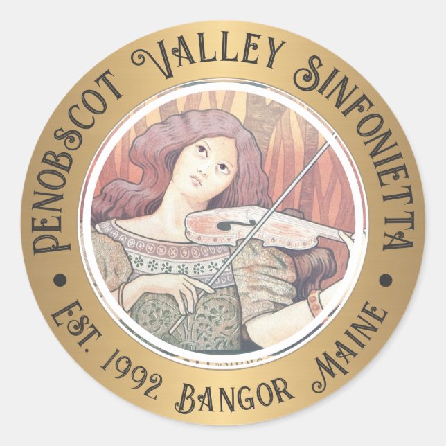 Art Deco French Orchestra Sinfonietta Runder Aufkleber (Vorderseite)