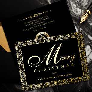 Art Deco Frohe Weihnachten Geschäft Goldfolie Folien Feiertagskarte