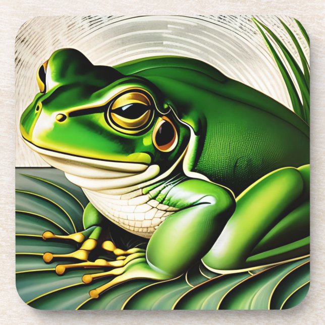 Art Deco Frosch Getränkeuntersetzer (Vorderseite)