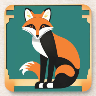 Art Deco Fuchs Untersetzer-Set Getränkeuntersetzer