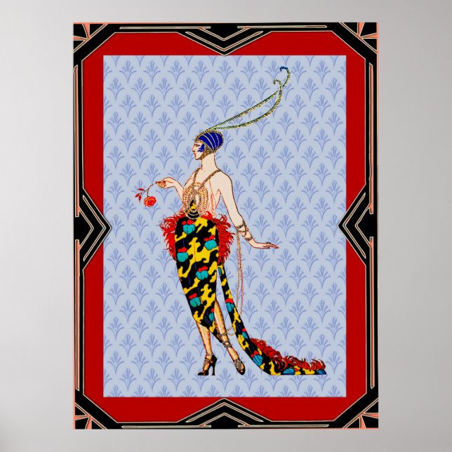 Art Deco G. Barbier Lady Poster (Vorne)